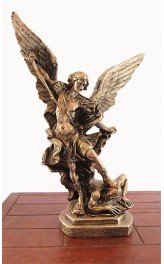 Statua San Michele Arcangelo Bronzato 30cm
